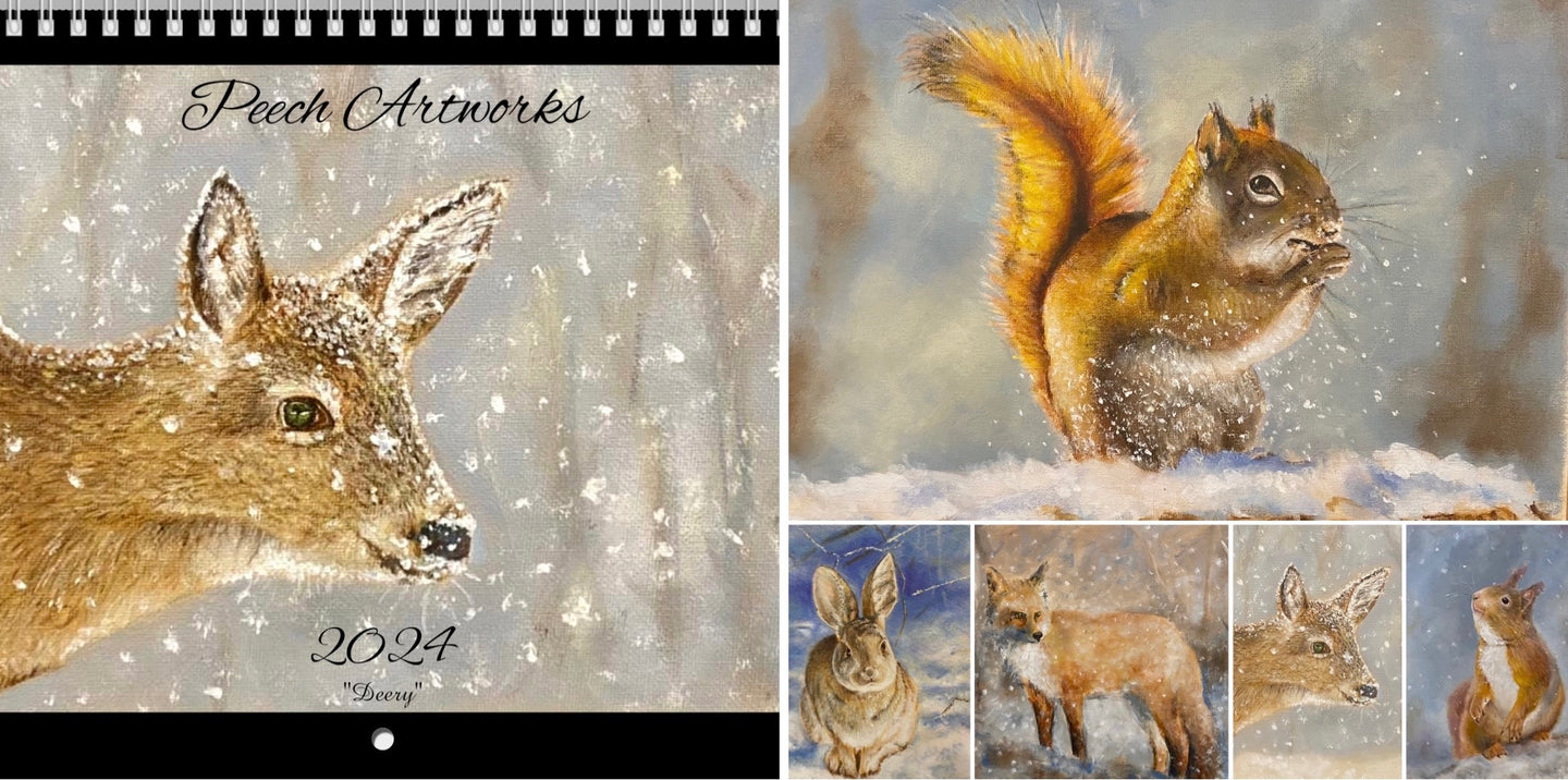1 Peech Artworks Wall Calendar & 5 Holiday Cards